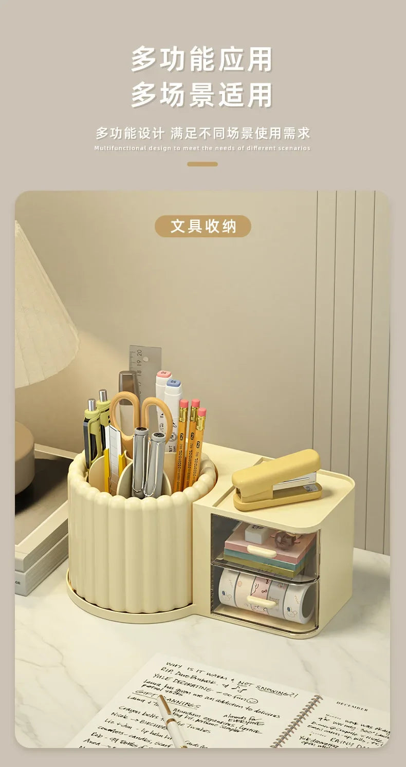 360 Rotating Makeup Desktop Cosmetic Storage Box Organizer Large Capacity for Bathroom Portable Lipstick Makeup Brush Pen Holder