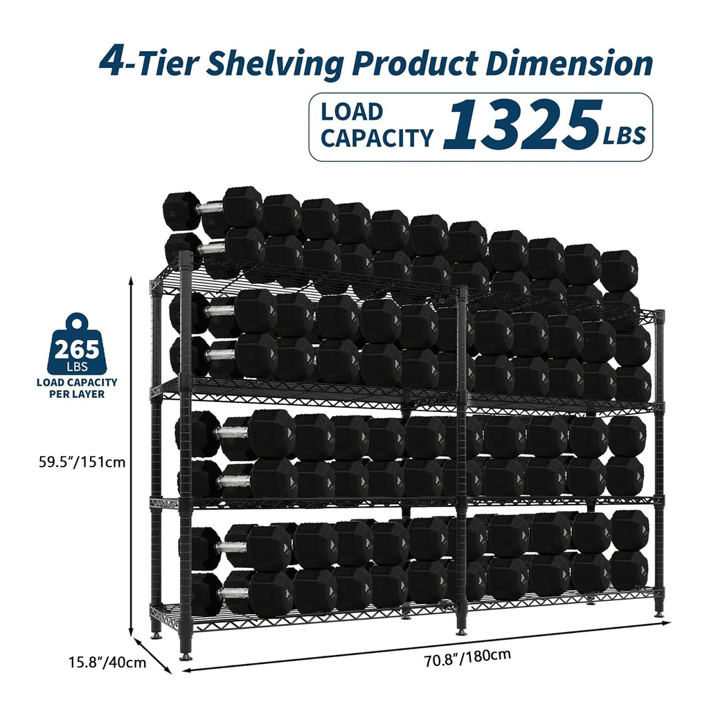 Heavy Duty Storage Shelves 4/5 Tiers Metal Shelving Unit Adjustable Organization Pantry Shelves for Kitchen Garage Commercial