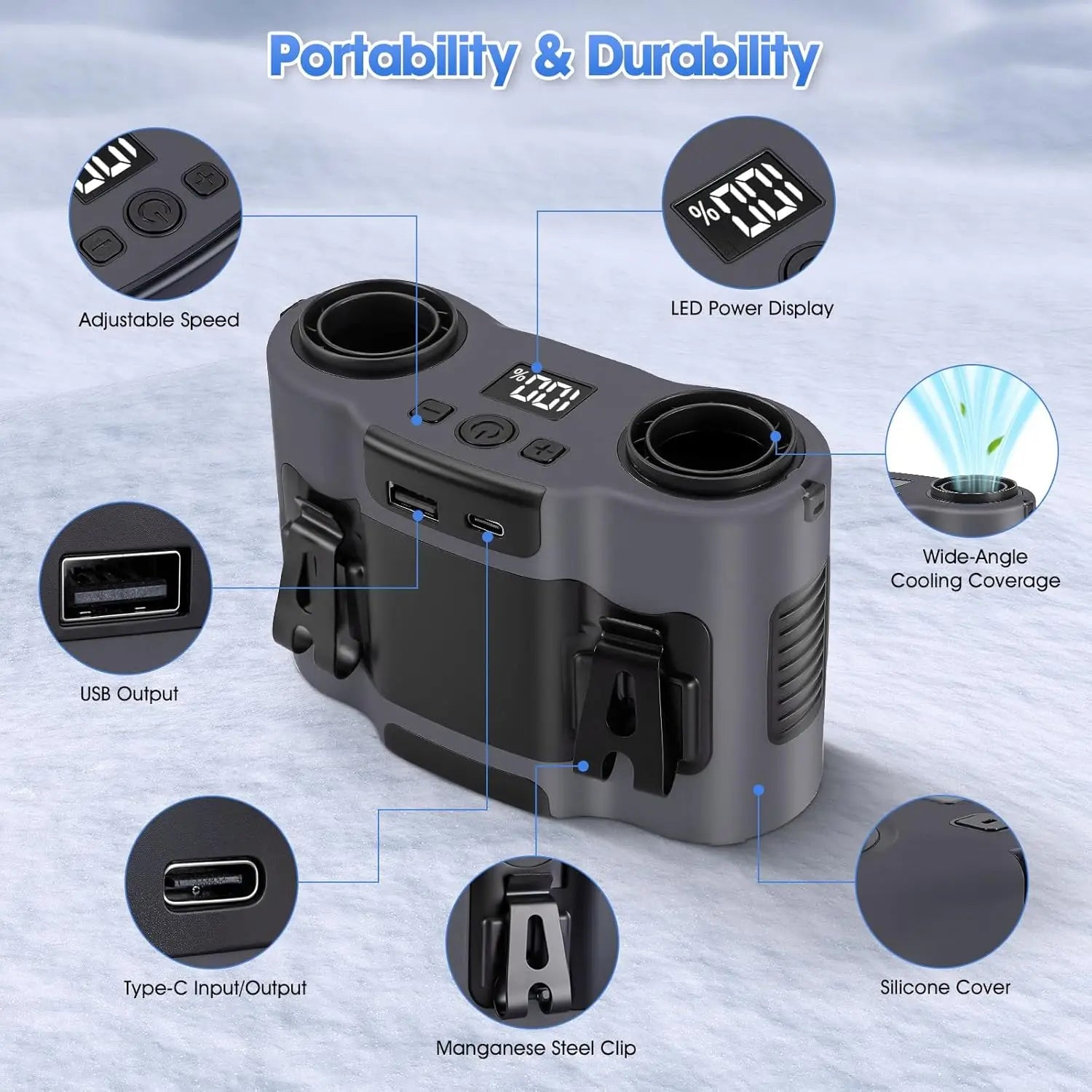 2026 New Upgrade 42H Portable Waist Fan, 28000mAh Rechargeable Wearable Belt Fans, 16000 RPM Cooling Neck Body Powerful Shirt