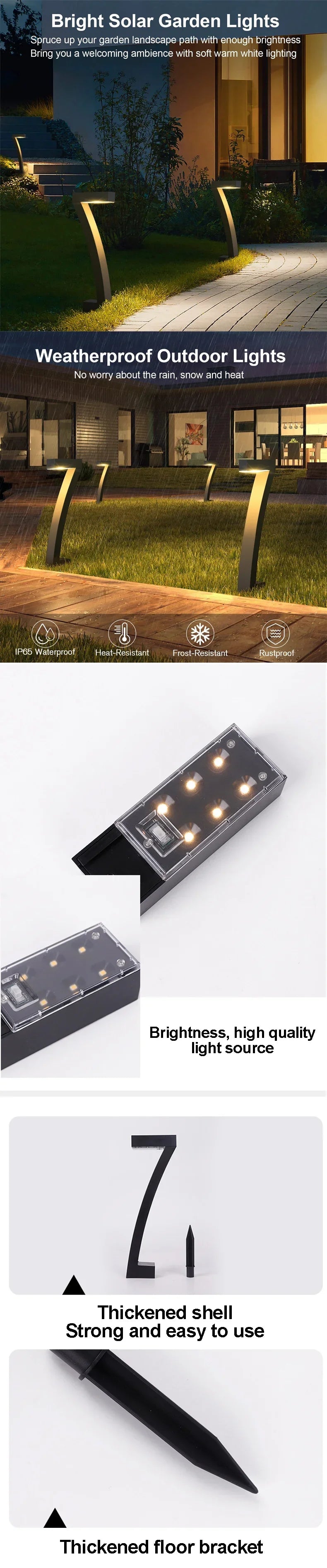 1-12 Pcs LED Solar Powered Spotlight IP65 Waterproof Lawn Lamps Warm Light Projection Path Lamp for Yard Patio Garden Decor