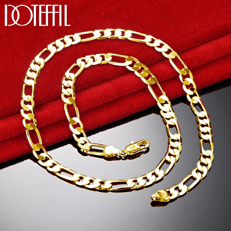 DOTEFFIL 18K Gold 8mm Chain Sideways Necklace Man Woman Senior Luxury Jewelry Statement Necklace