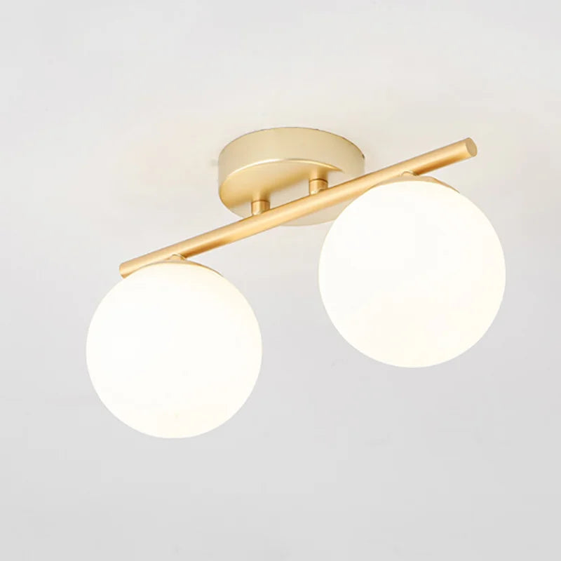 Modern LED White Ball Creative Golden Corridor Lamp Glass Ceiling Light Entrance Cloakroom Balcony Bedroom Dining Room Lighting