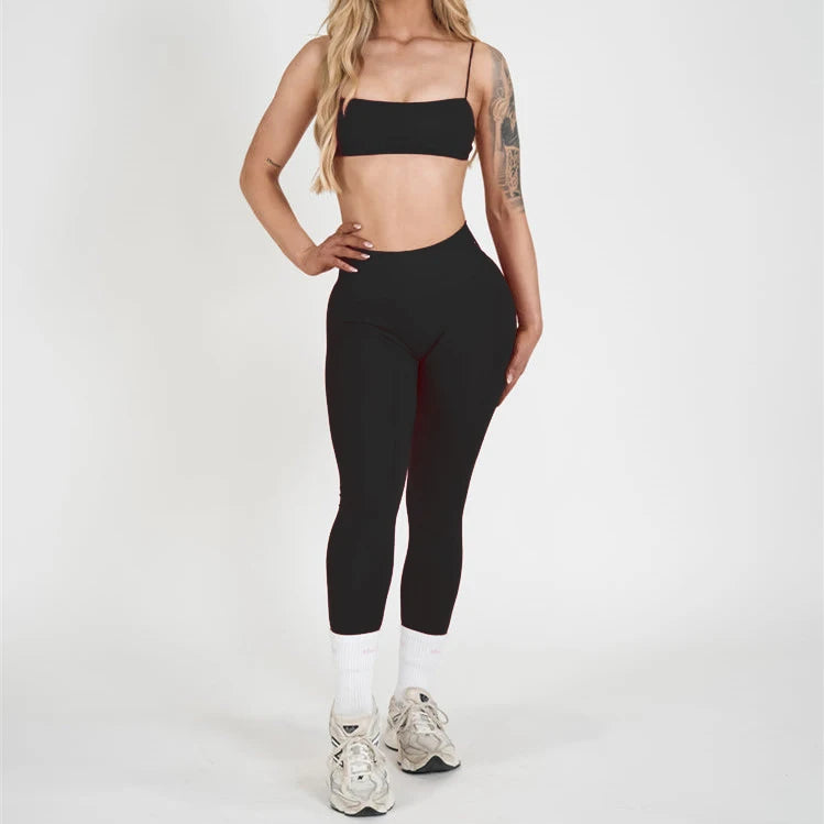 2/3PCS NoLogo Seamless DVision Yoga Set Women Workout Scrunch Leggings Strappy Sports Bra Fitness Gym Shorts Workout Suits XP65