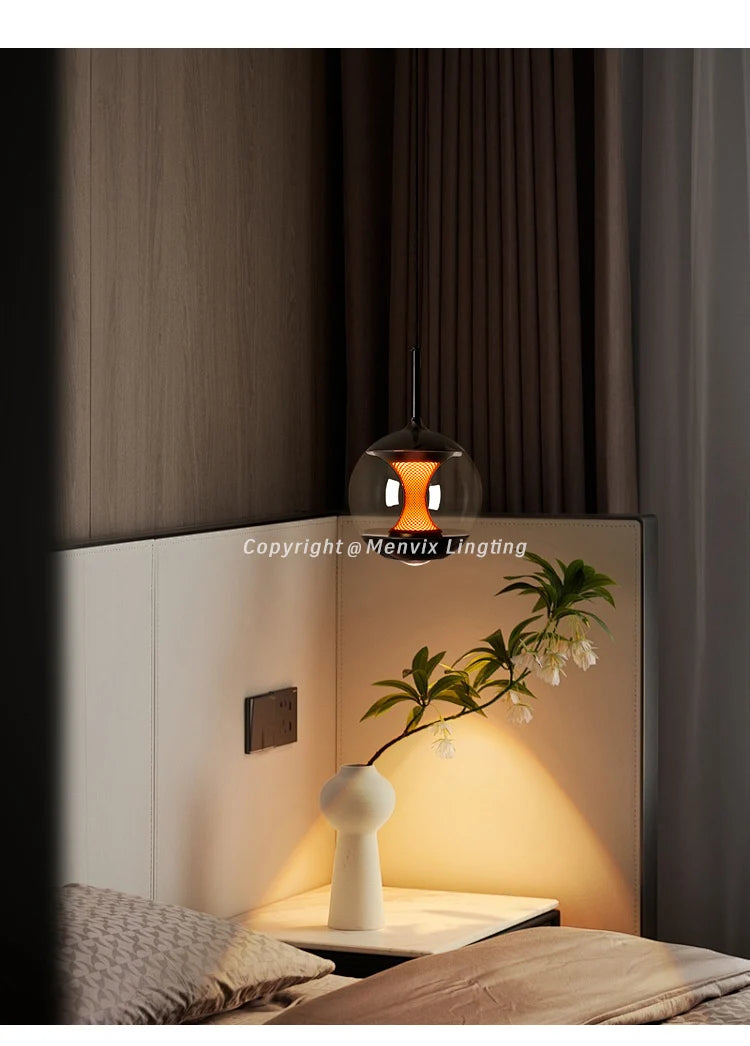 Glass Pendant Light Modern Dining Room Table Afterglow Sunset Lamp Entryway Balcony Round Table Bedroom Bedside Sleep Chandelier
