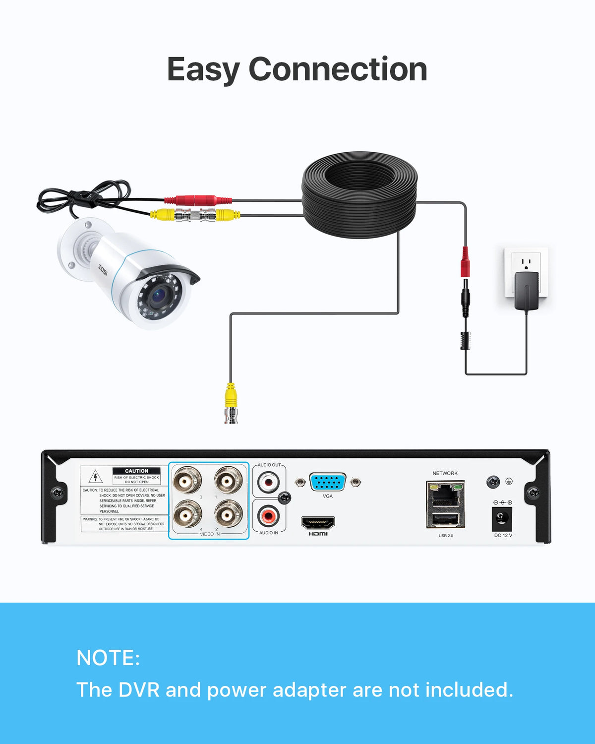 ZOSI 1080P HD TVI Bullet Security Camera Outdoor with 80ft IR Night Vision Motion Detection 2MP HD CCTV Surveillance White 2Pack/4Pack