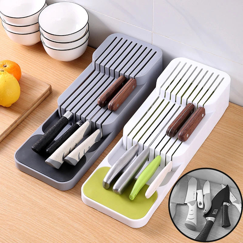 Kitchen Cutlery Organizer Knife Storage Spoon Forks Compartment Tableware Organizer Spice Bottle Storage Box