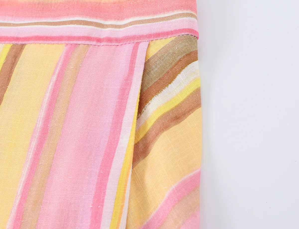 Women‘s Colorful Striped Pant New Summer Straight Multicolor Wide Leg Long Pants Casual Fashion Streetwear Female Outfit 2026