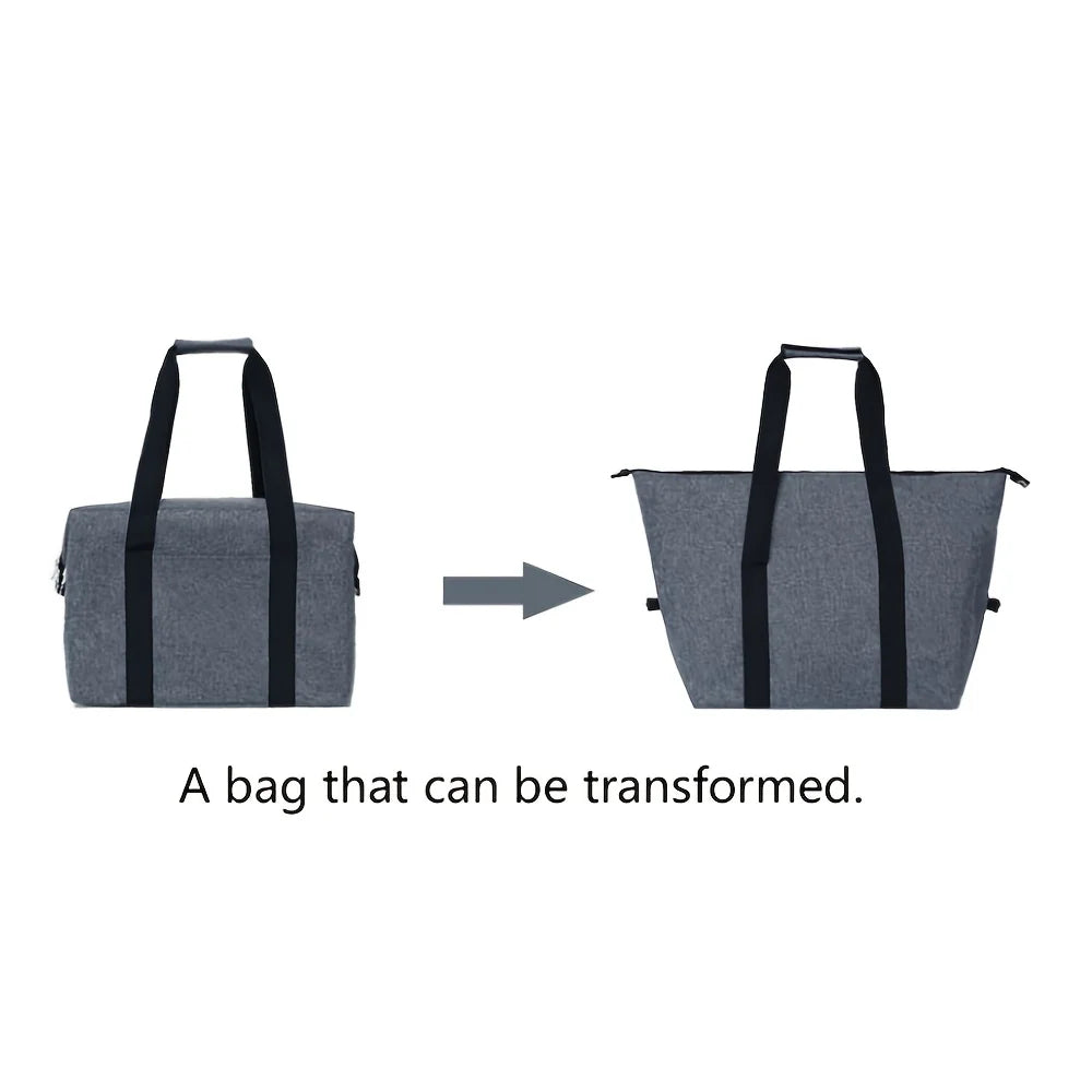 Large Capacity Insulated Tote Bag, Foldable Cooler Bag, Student Work Lunch Bag, Outdoor Picnic Bag