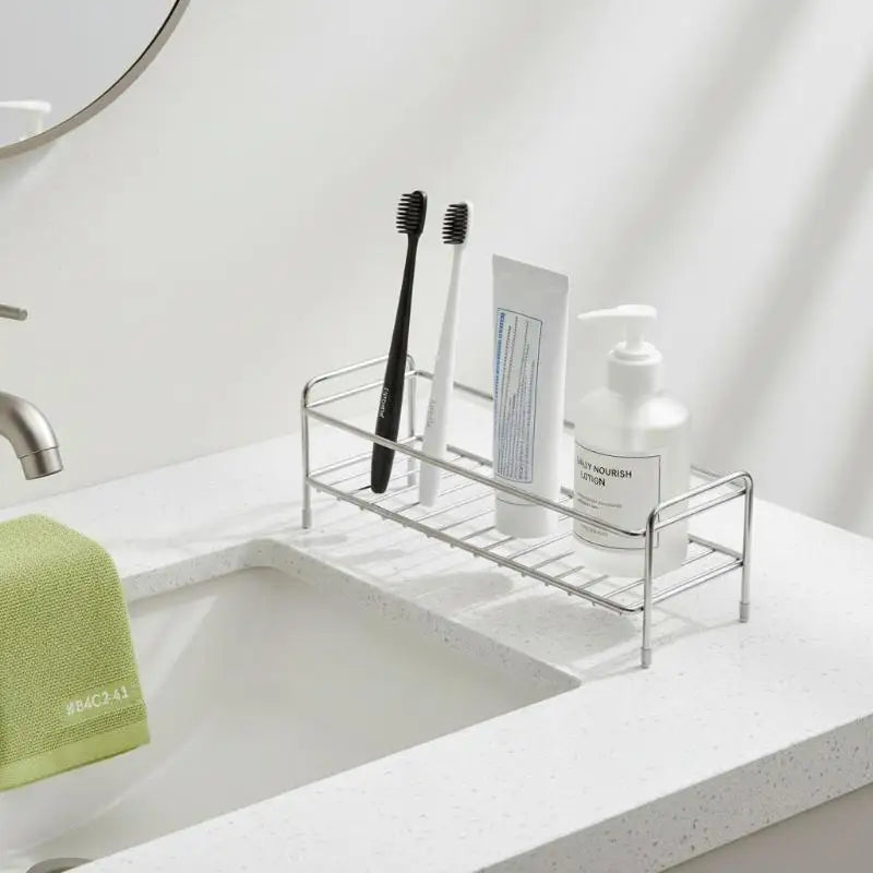 Kitchen Countertop Organizer in Stainless Steel with Dedicated Sponge Holder