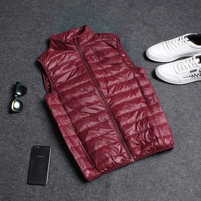 Down Cotton Coat Man 2025 Light Feathered Cotton Jacket Winter Slim Hooded Stand-Up Collar Solid Color Warm Clothing