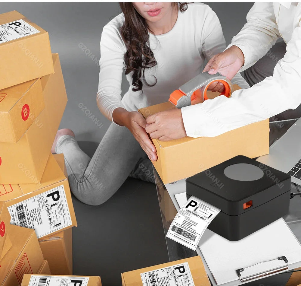  4X6 inch Thermal Label Maker Desktop Shipping Label Printer USB/Bluetooth Compatible with iPhone Android Windows