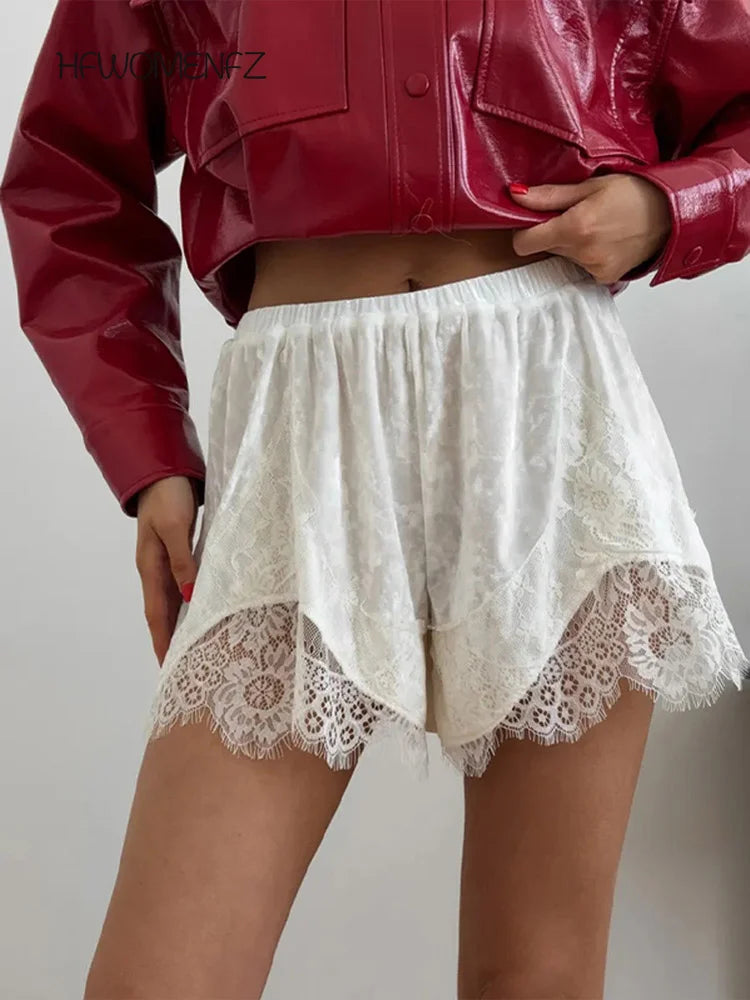 Sexy Lace High Waist Shorts Women Fashion Patchwork Loose All-match Party Short Pants Female 2026 Fashion Summer Bottom Lady