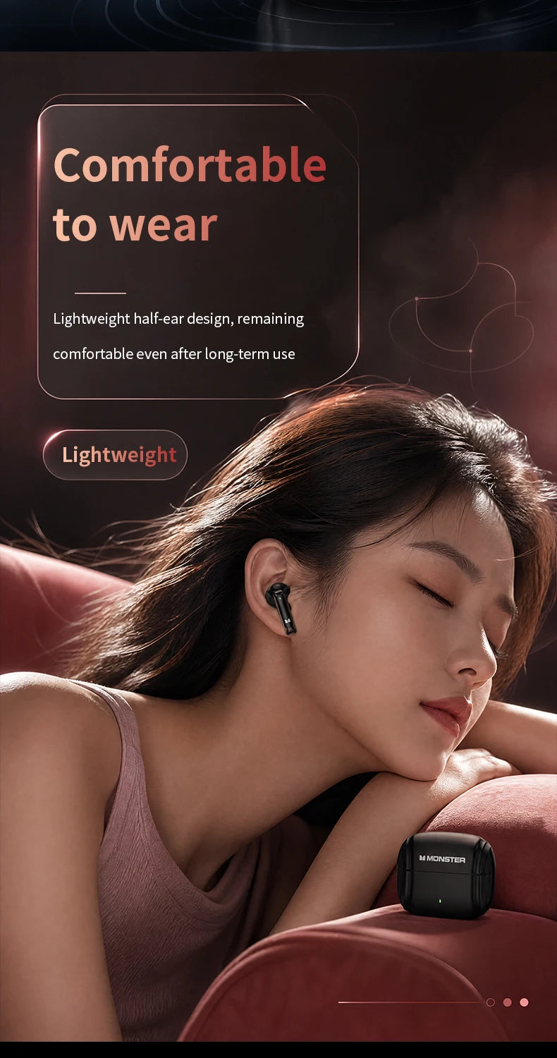 Monster Pure Aura HT10 TWS Wireless Bluetooth 6.0 Earphones Intelligent APP Custom EQ HD Noise Reduction Call Sports