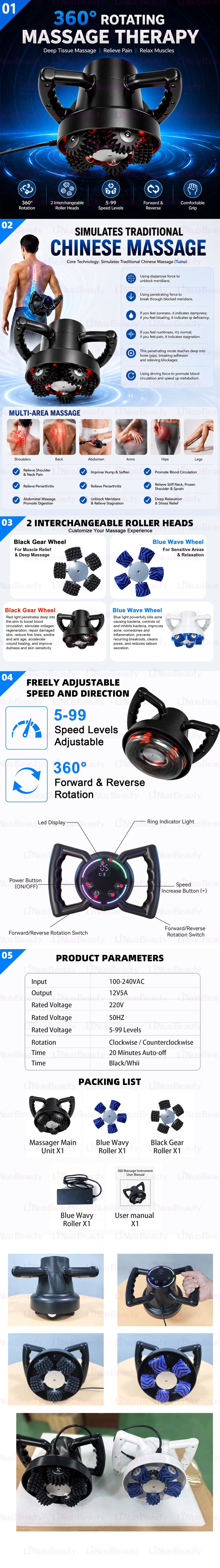 2026 New Handheld Infrared Rotating Body Massager 360 Degree Roller Vibrating Cellulite Remover Muscle Relaxing Machine