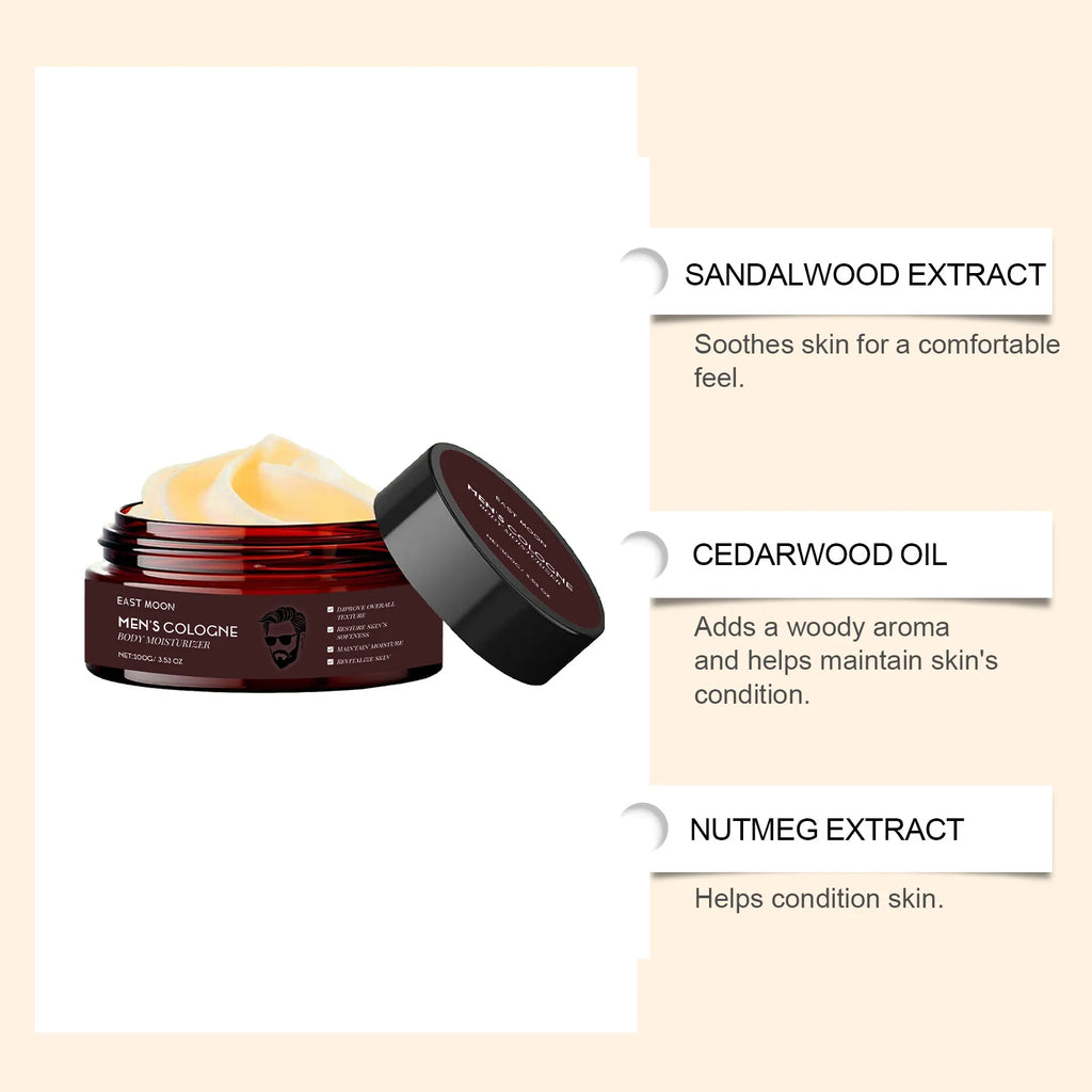 Men's Cologen Body Moisturizer Deep Nourishmen Long-Lasting Fragrance Fast Absorb Non-Greasy Woody Scented Body Lotion Skin Care