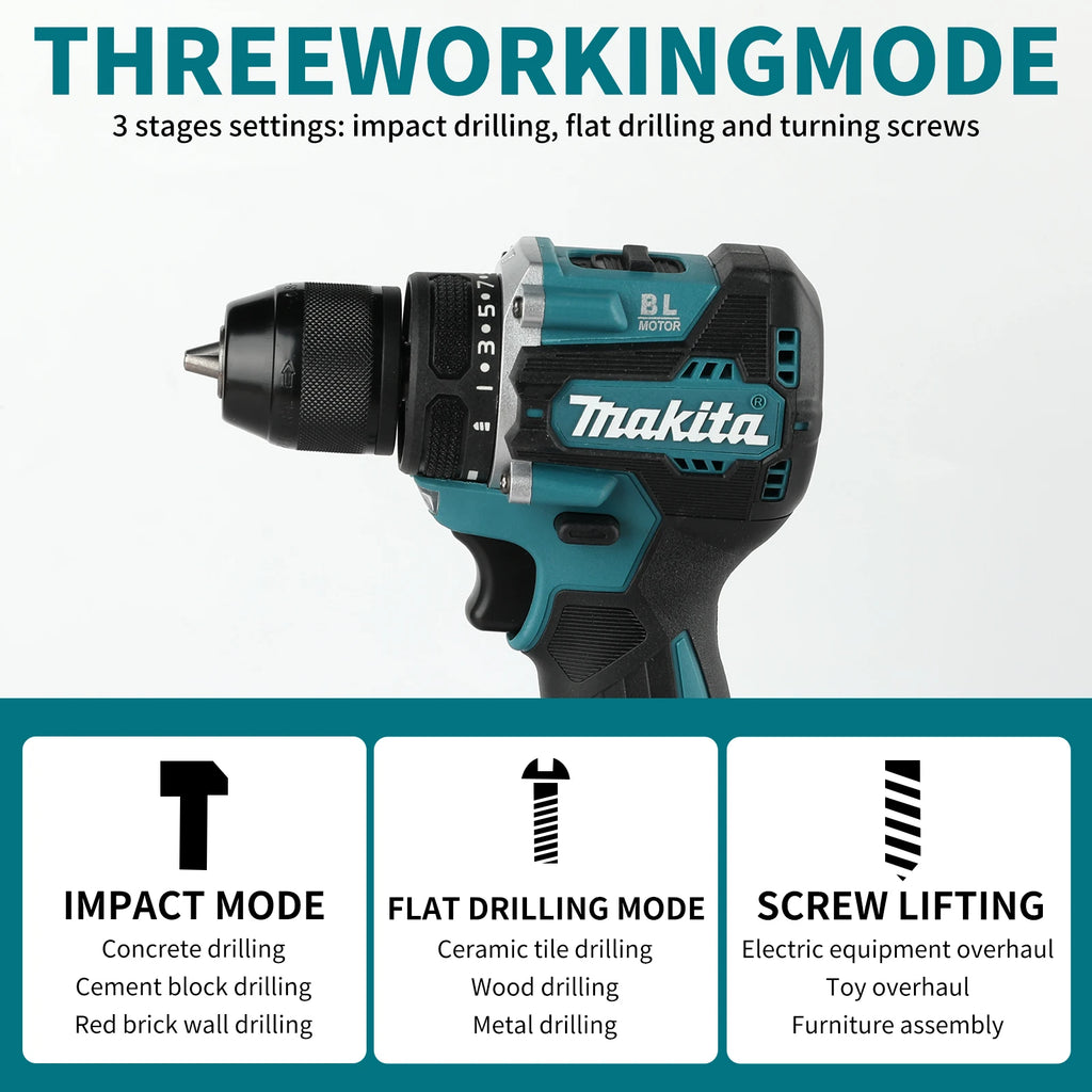 2025 New Makita DDF487 18V Cordless Brushless Drill 10mm Compact Driver for Home Renovation & DIY Craft Projects