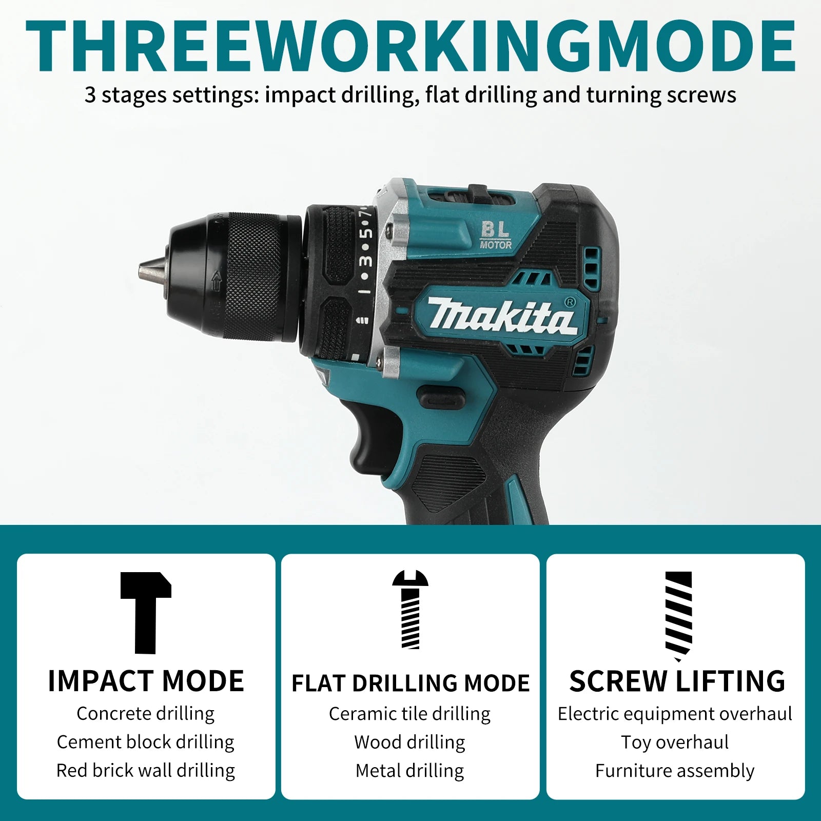 2025 New Makita DDF487 18V Cordless Brushless Drill 10mm Compact Driver for Home Renovation & DIY Craft Projects