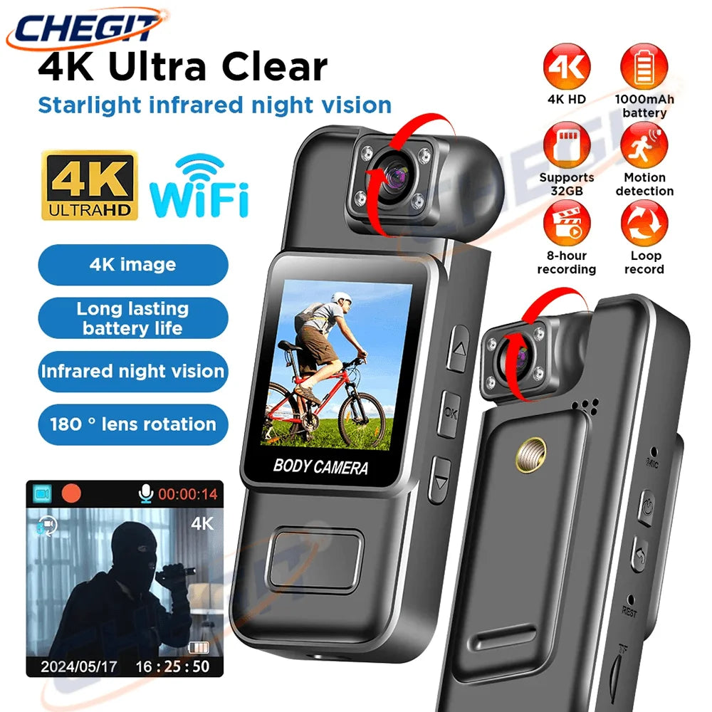 Mini Camera Ultra HD 4K WiFi Portable Digital Video Recorder Police BodyCam Infrared Night Vision Sports DV Riding Camcorder 카메라