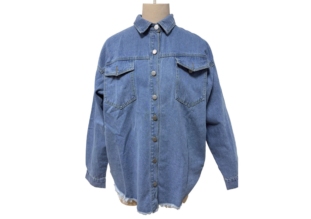 Women's Trendy Washed Denim Jacket New Spring Autumn Trimmed Edges Casual Classic Fit Jeans Jacket for Ladies