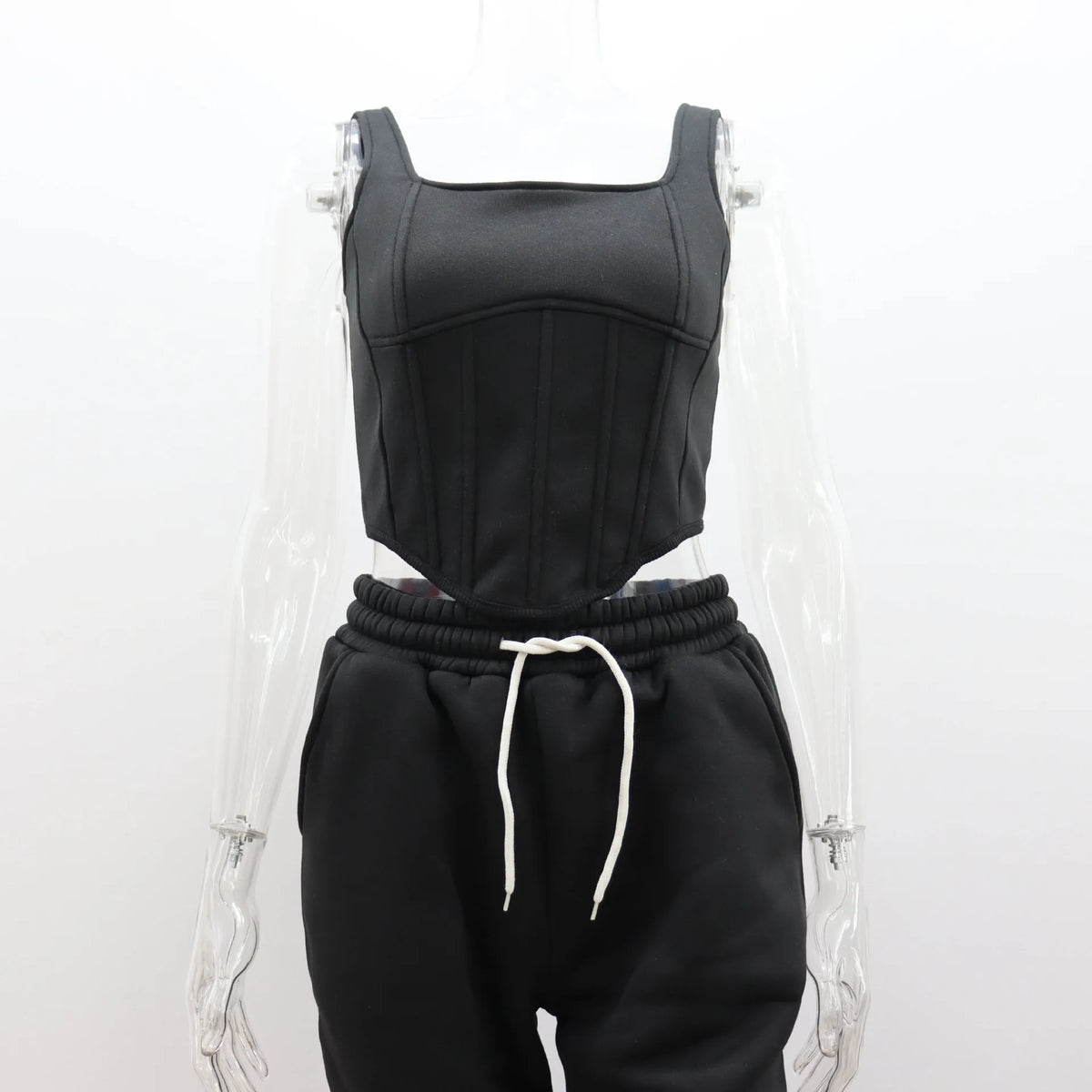 Women's Casual Sweatpants Set Belted Hooded Short Hoodie Corset Three-Piece Autumn Winter Comfortable Polyester Plus Size