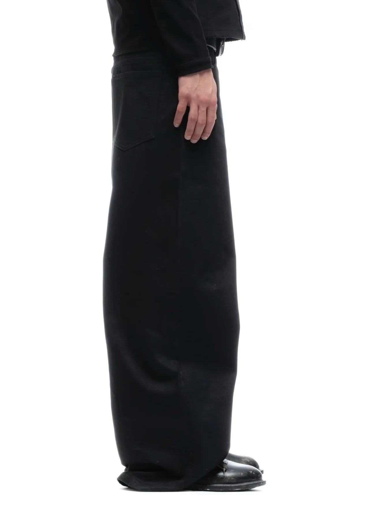 Black Raw Denim Jeans Baggy Pants Japanese Red Edge Raw Selvedge Fabric Straight Leg Men's Casual Trousers