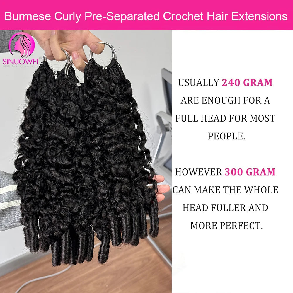 12A Burmese Curly Crochet Human Hair Bundle Pre-Separated Feather Crochet Hair Invisible Crochet Hair Extensions Wholesale Sales