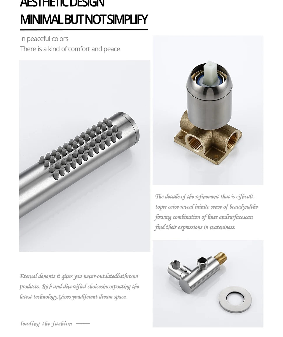 Handheld Bathroom Shower System Brushed Gold Hot And Cold Water Bathtub Mixer Single Handle & Shower Holder Separately Tap Set
