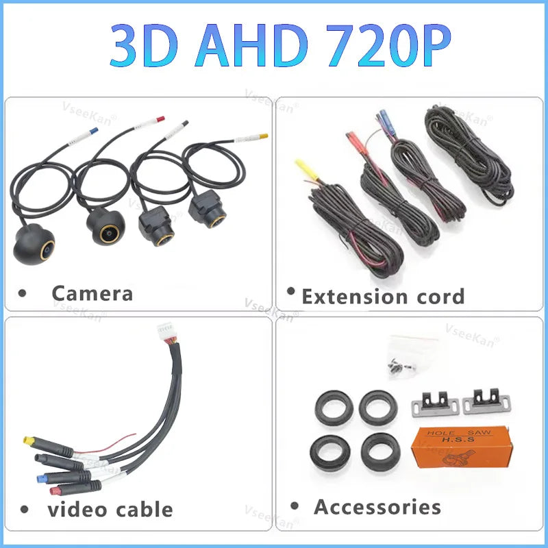 Car Camera 360 Degree Panoramic Imaging System 3D AHD 720P 1080P Four Way Camera HD Night Vision 2053/4007 1022 SN307 6048 WDR