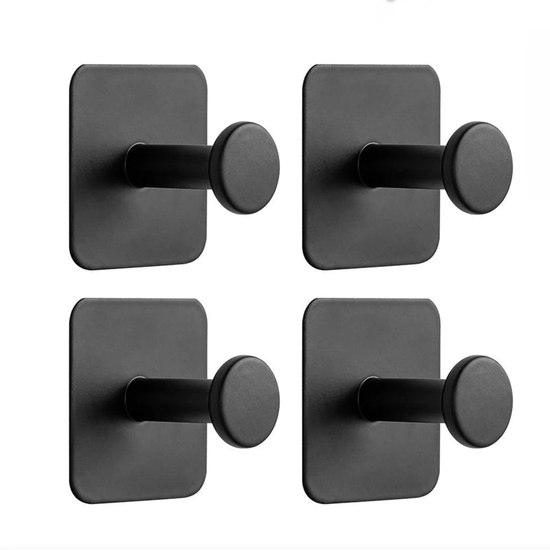 1/4pc Stainless Steel Wall Hooks Adhesive Door Key Clothes Coat Hanger Bathroom Robe Towel Hanging Holder Kitchen Organizer Hook