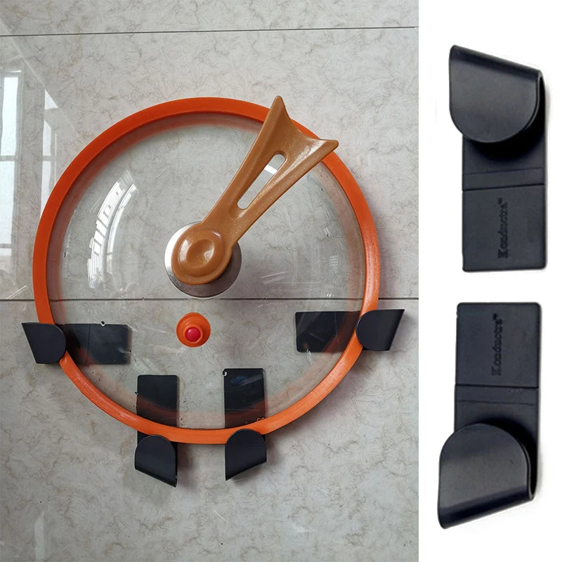 6/12 PCS Pot Lid Holder Self Adhesive Punch Free Holder for Pan Pot Cover Rack Plastic Kitchen Storage Rack Kitchen Organizer