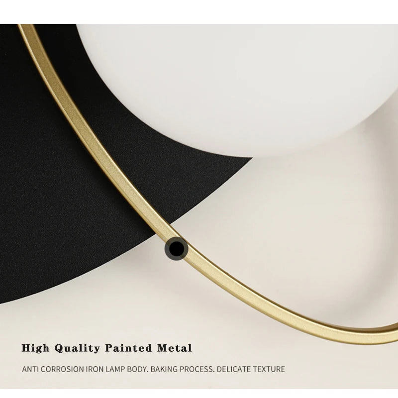 Modern LED Wall Lamps Black Gold Glass Ball Wall Sconces Living Rom Bedroom Hotel Decor Wall Lights Bedside Lights Aisle Lamp G9