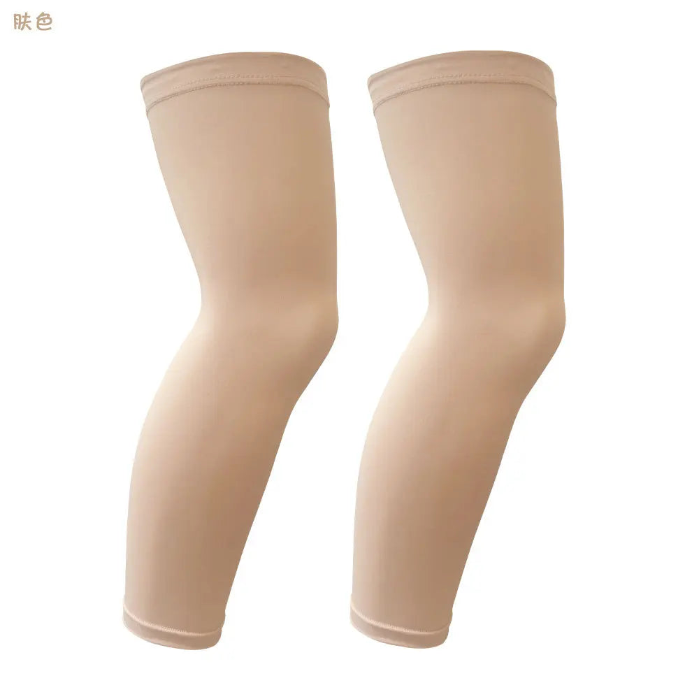 1Pair Long Compression Leg Sleeves for Kids, Comfortable Non-Slip UV Protection Brace Support for Basketball Running Cycling