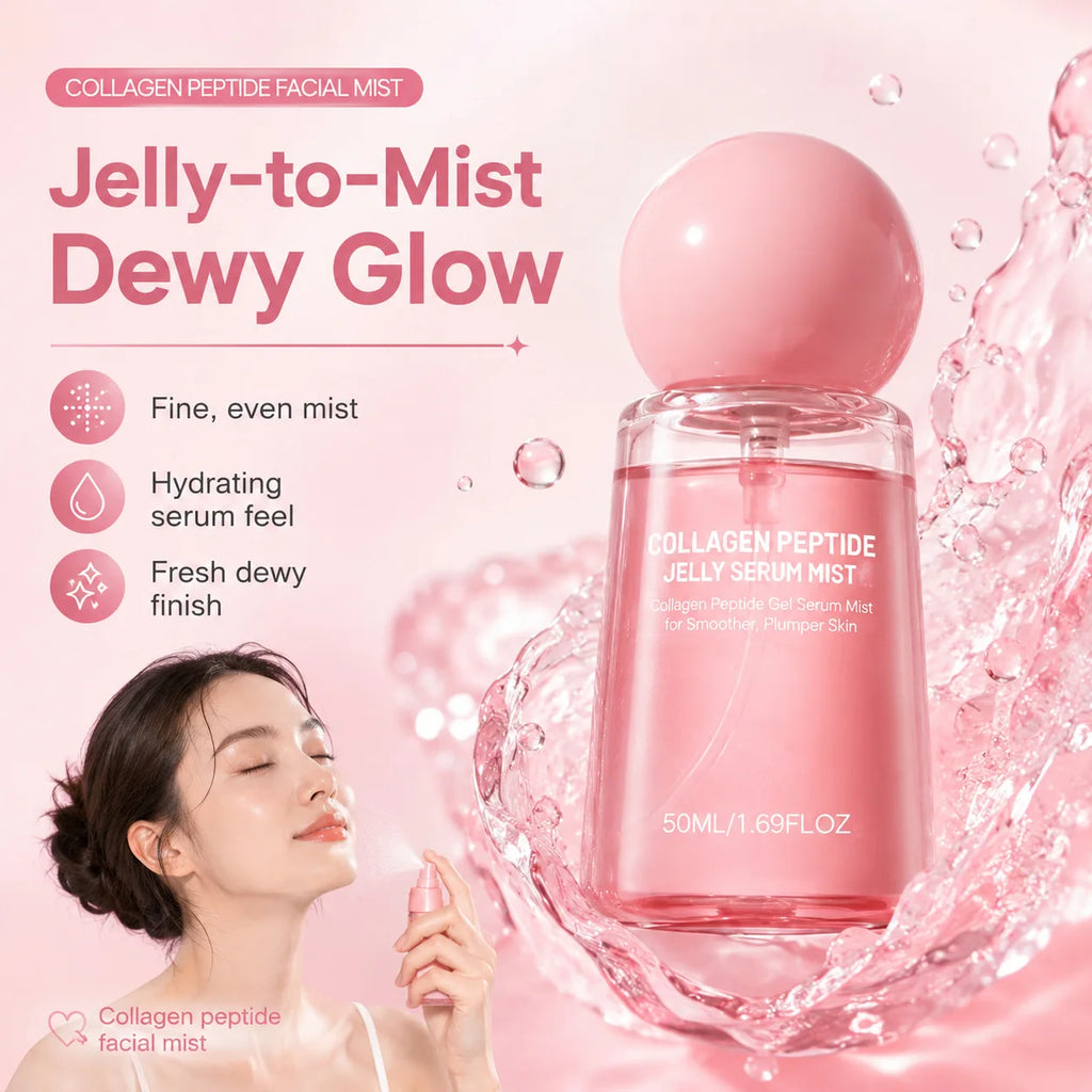 Collagen Peptide Jelly Serum Mist Plumping Smoothing Dry Skin Brighten Firming Deep Hydrating Spray Serum with Collagen Peptides