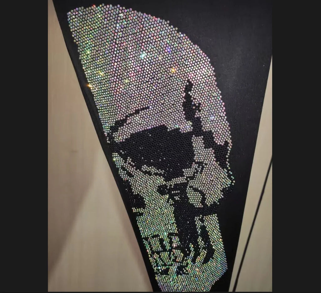 2025 Summer New Luxury Men's Fashion Skull Design Rhinestones T-Shirt Pure Cotton Crew-Neck Casual High Quality