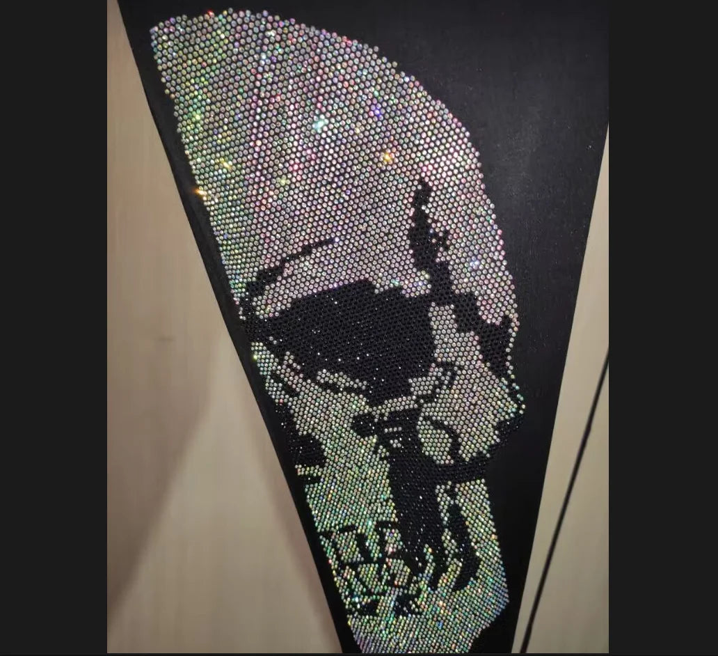 2025 Summer New Luxury Men's Fashion Skull Design Rhinestones T-Shirt Pure Cotton Crew-Neck Casual High Quality