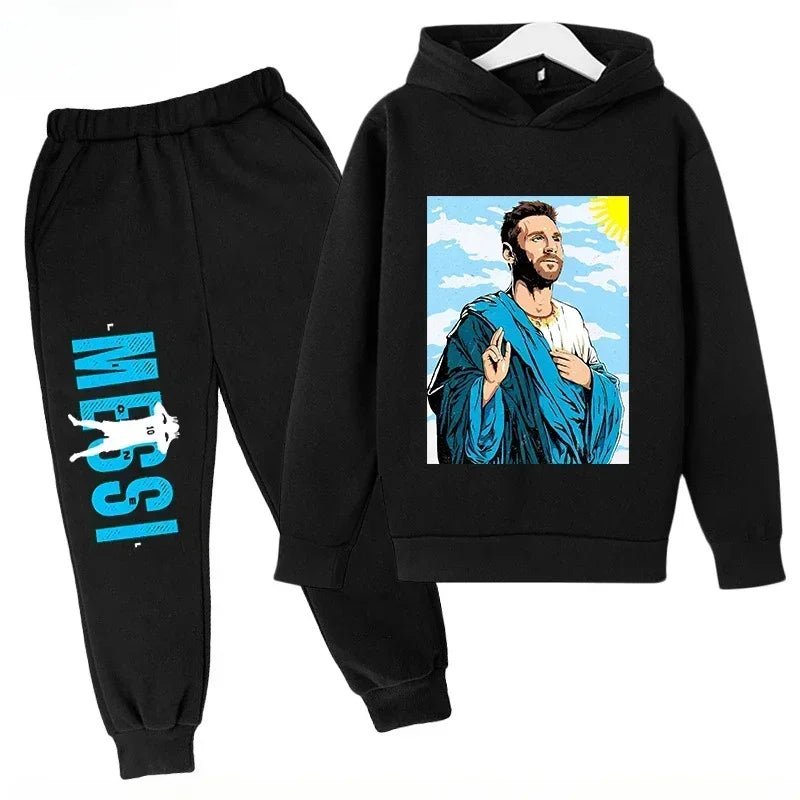 Spring Autumn Children's Set Sports Messi Print Hoodie Set Pants Suit 2pcs Set Boys Girls Kid Clothing Casual Fashion Tracksuit