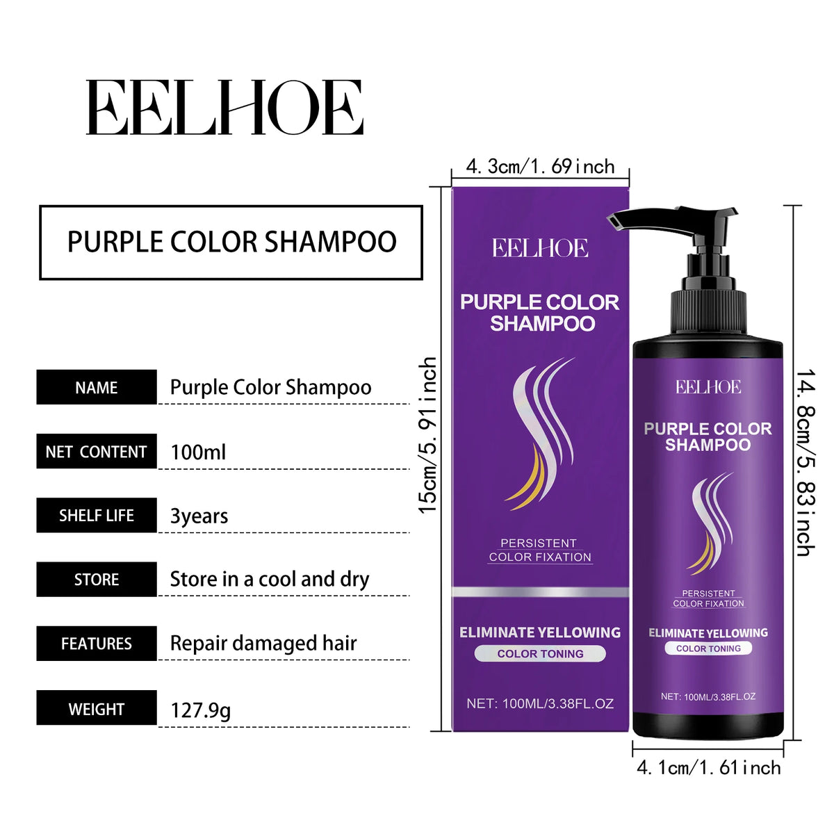 Purple Shampoo for Blonde Hair Eliminate Yellowing Bleached Silver Anti-Fading Purple Hair Mask Conditioner Essential Oil Set