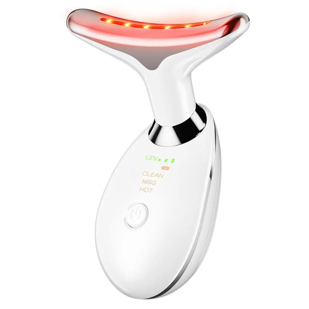 7 Color LED Light Face Neck Massager USB Rechargeable Home Beauty Device Hot Compress Skin Care Massage Instrument OEM