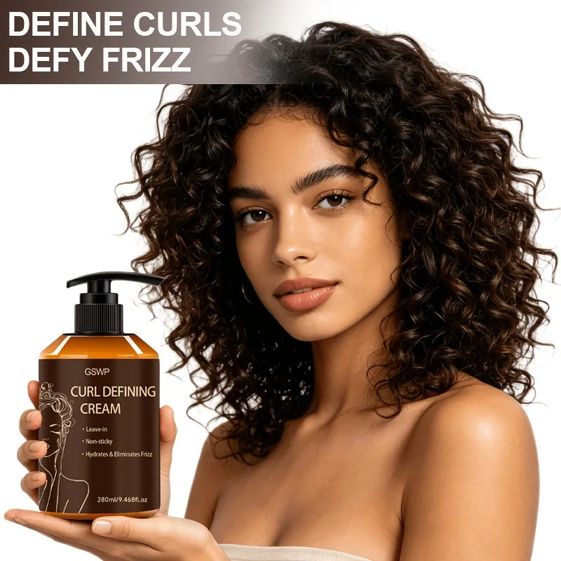 GSWP Moroccan Argan Oil Curl Cream, Bouncy Voluminous Curls, Rich Moisture Long Last Shaping Anti Humidity Frizz.280ML