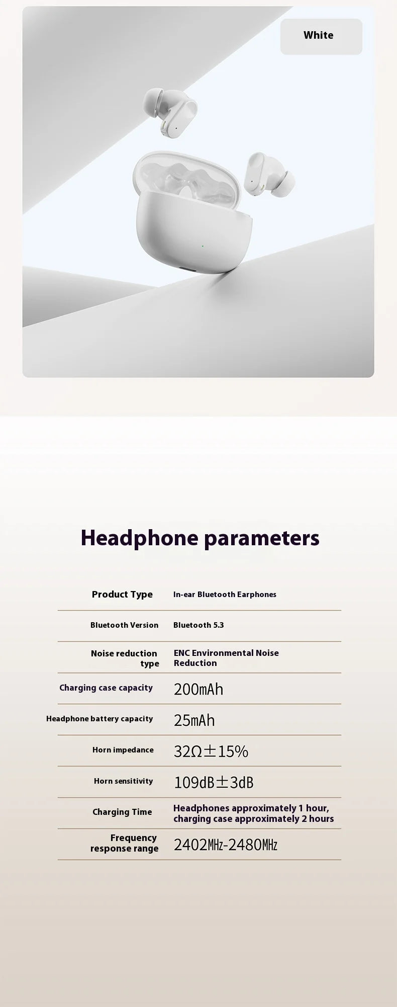 TWS In-Ear Earbuds Bluetooth 5.3 Lightweight Enhanced Sound Comfort Fit IPX5 Waterproof for Sports Daily Use Portable