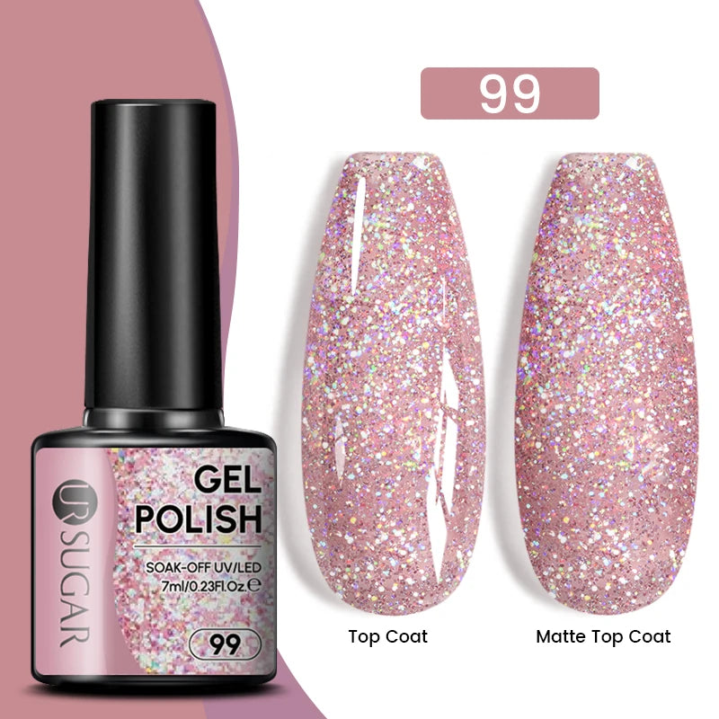 UR SUGAR 7ML Valentine’s Day Gel Nail Polish 107 Colors Classic Black Red Glitter Semi Permanent Autumn Soak Off UV Gel Varnish