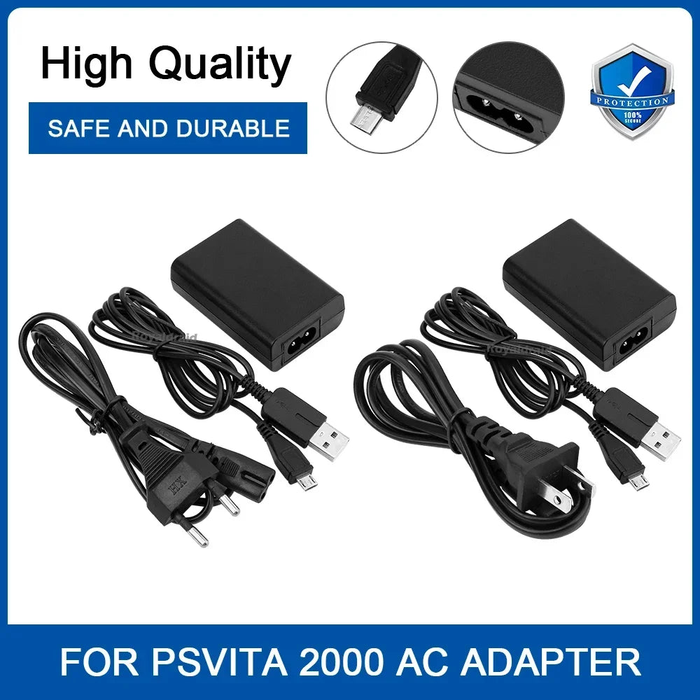 EU US Plug Home Charger Power Supply 5V AC Adapter USB Charging Cable Cord For Psvita Slim PS Vita 2000 PSV 2000