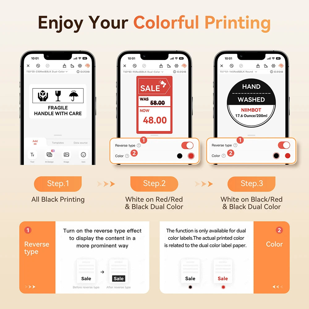 Niimbot B1/B1 Pro Inkless Label Printer Wireless Self-adhesive Label Maker DIY Price Tag Barcode Printing for Home Business