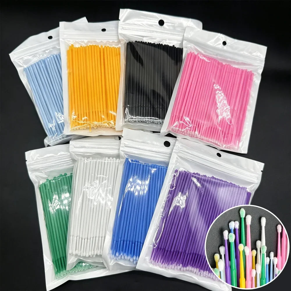 100PCS Crystal Micro Brush Disposable Lashes Removing Swab Mascara Wands Applicator Eyelash Extension Brushes Makeup Tools