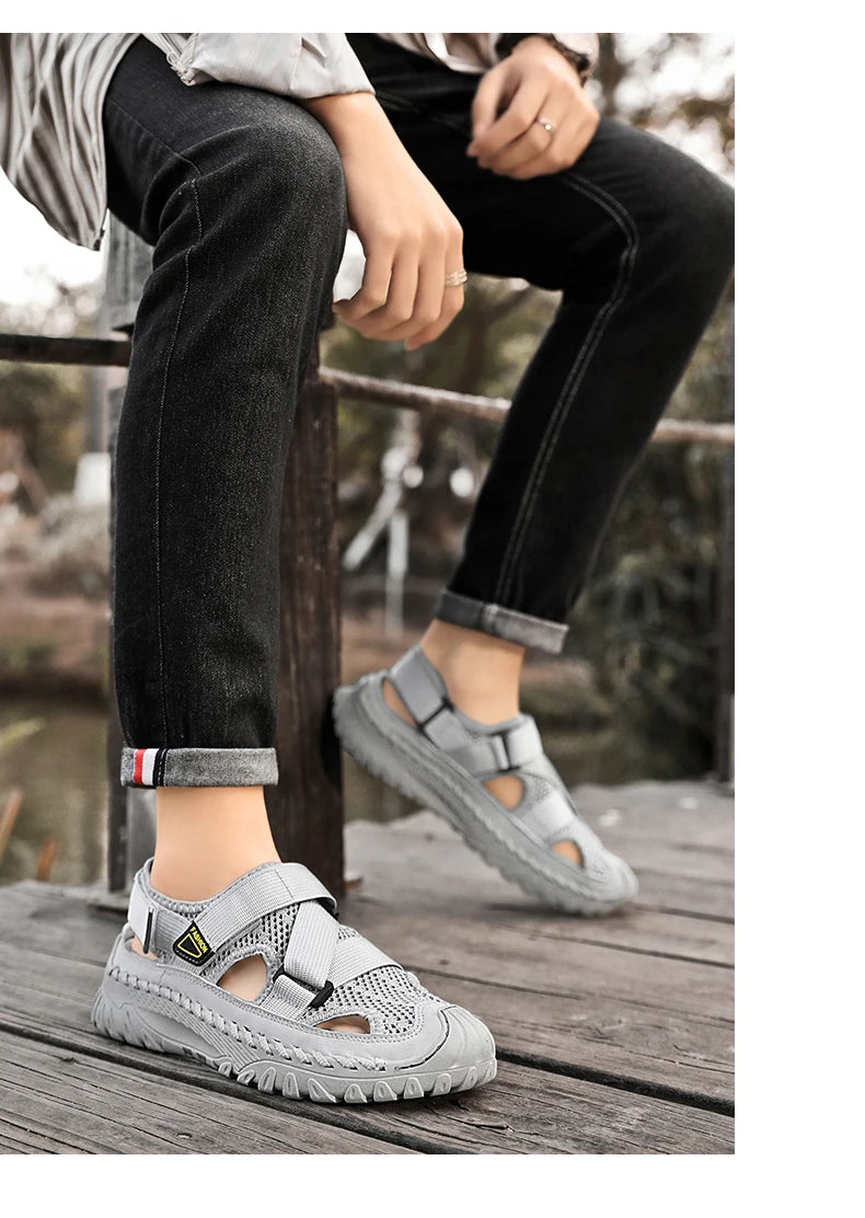 Summer Men Sandals Genuine Leather Mens Casual Shoes Outdoor Men Leather Sandals for Men Beach Shoes Roman mens Shoes