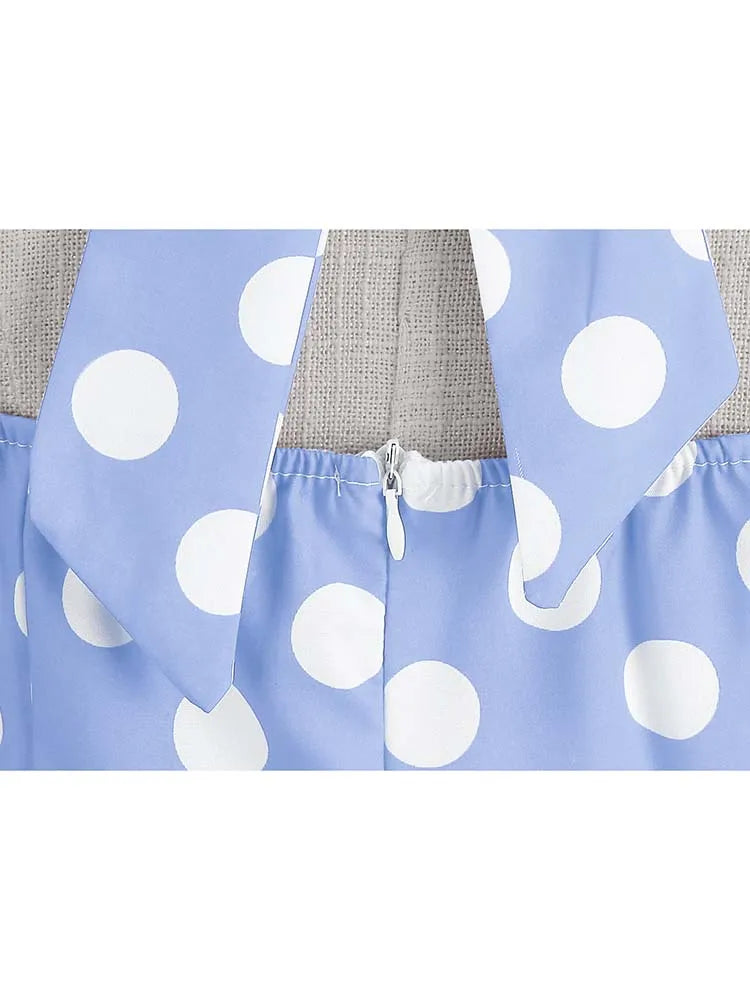 Sexy Retro Polka Dot Halter Dress Women Audrey Hepburn 50s 60s Vintage Gothic Pin Up Rockabilly Clothing