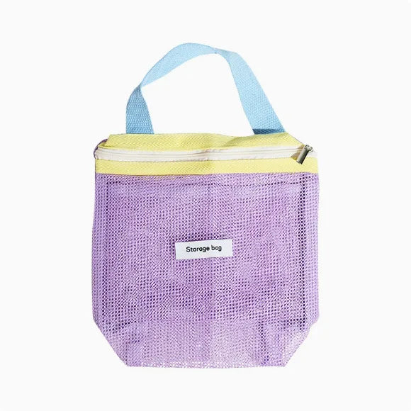 Women's Color-Block Mesh Makeup Bag with Top Handle and Cute Patch Small Cosmetic Pouch for Daily Travel Essentials Storage
