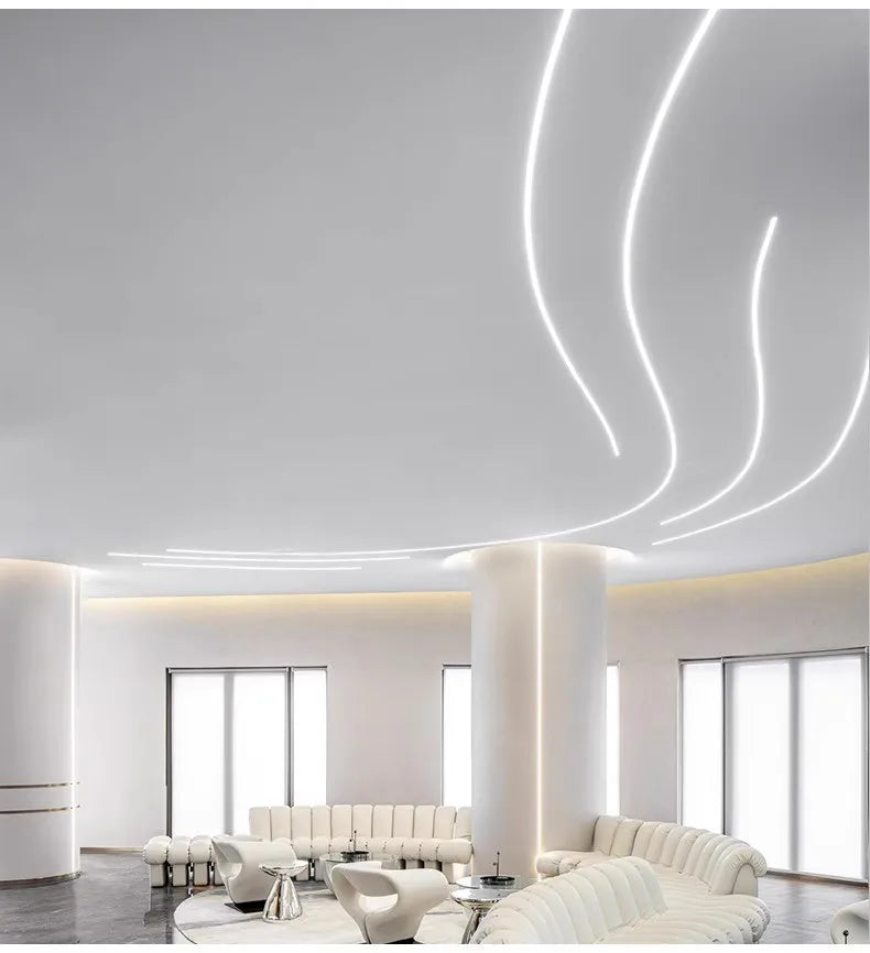 0.5/1M Bendable Led Aluminum Profile 20/30/40Mm Wide Flexible Led Channel Diffuser Curved Line Light Bar Aisle Ceiling Lighting
