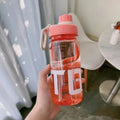 0.6L/0.8L/1L Large Capacity Water Bottles Plastic Lightweight Clear Drink Bottle with Handle Strap Leak Proof Travel Kettle