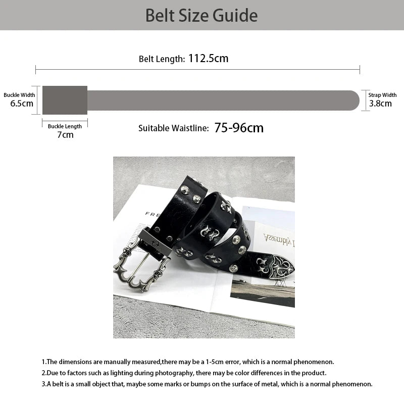 NEW High-end Leather Belt Heavy Metal Rivet Punk Belts For Men Rock Stud Cowboy Belt Gothic Accessories Luxury Brands Waistband